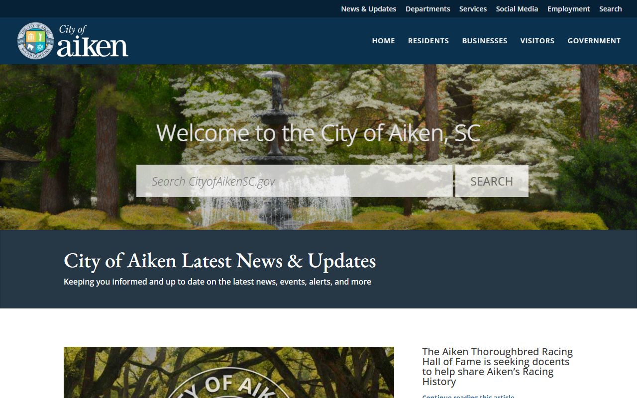 City of Aiken official website for permits and municipal property information