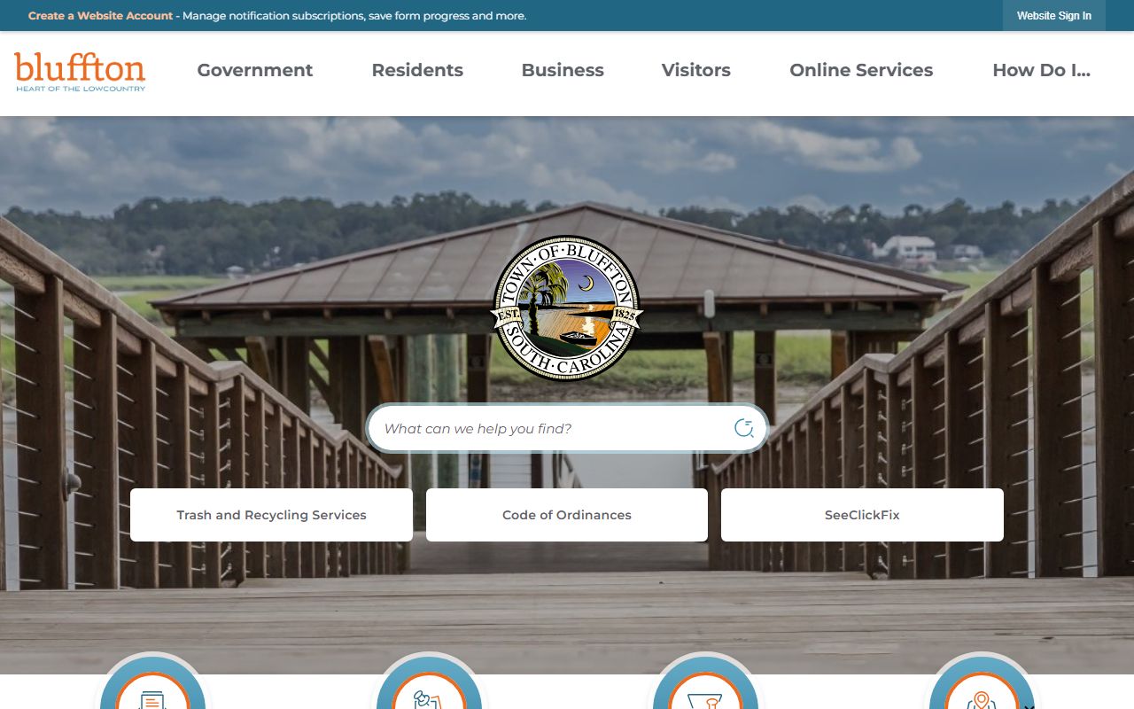Town of Bluffton official website for permits and municipal property information