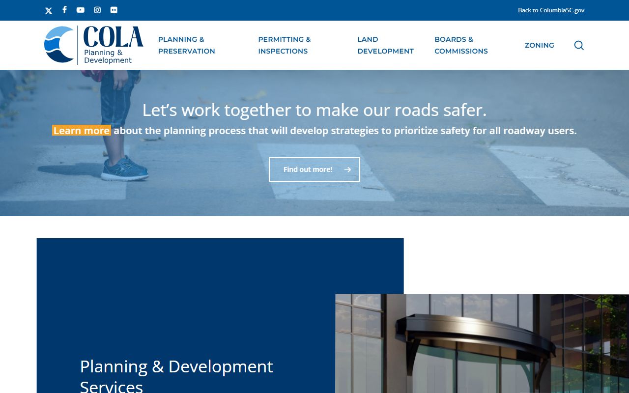 City of Columbia Planning and Development Department property records and permits