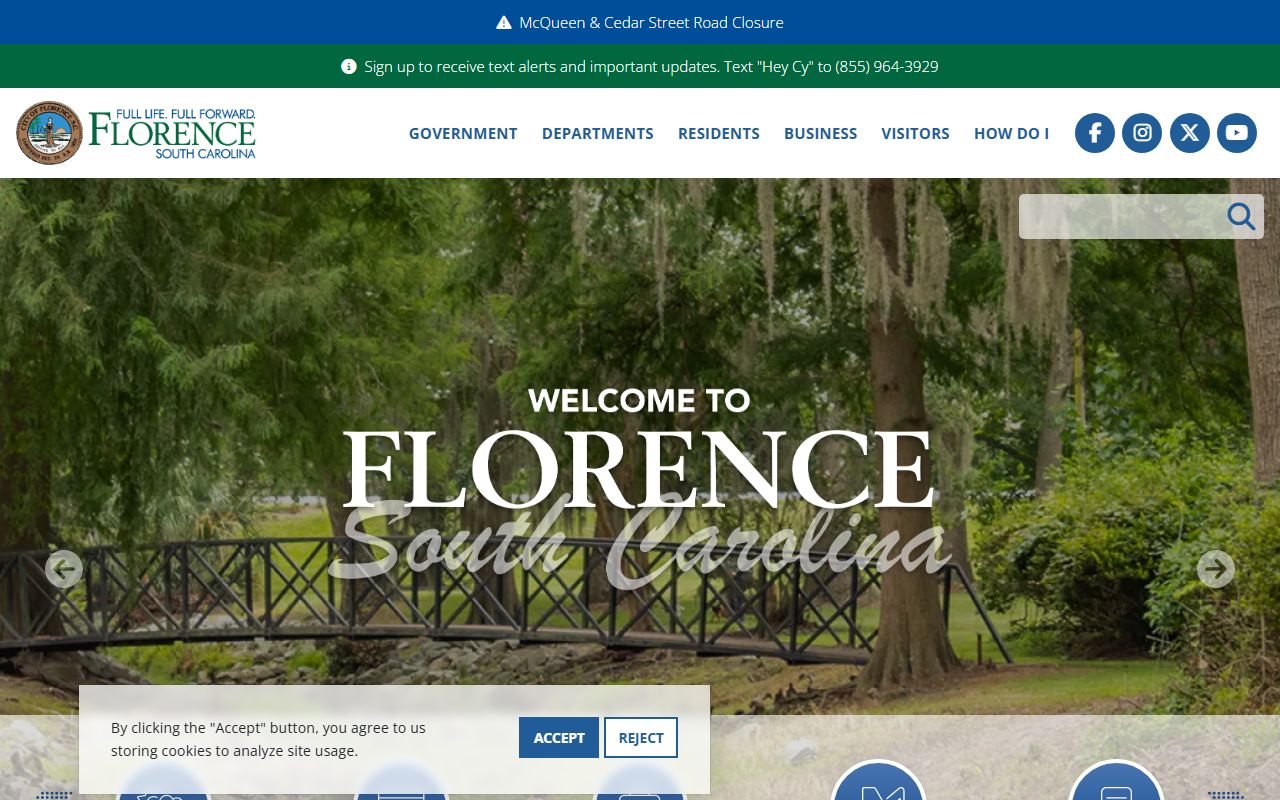 City of Florence official website for permits and city property information