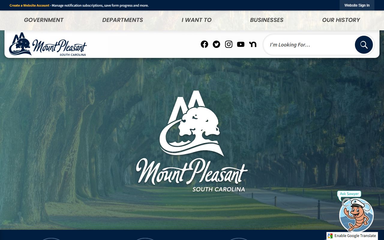 Town of Mount Pleasant official website for permits and property records