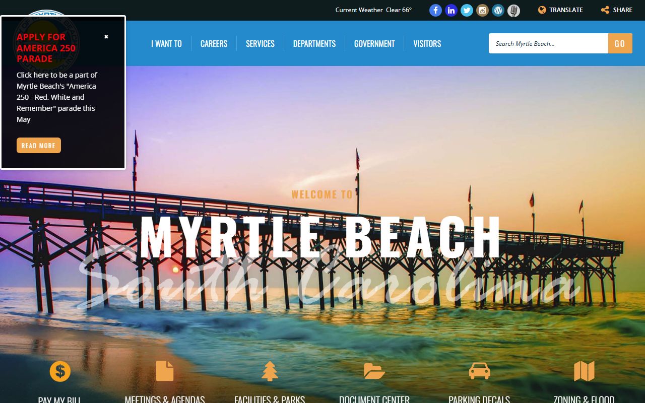 City of Myrtle Beach official website for property and municipal records