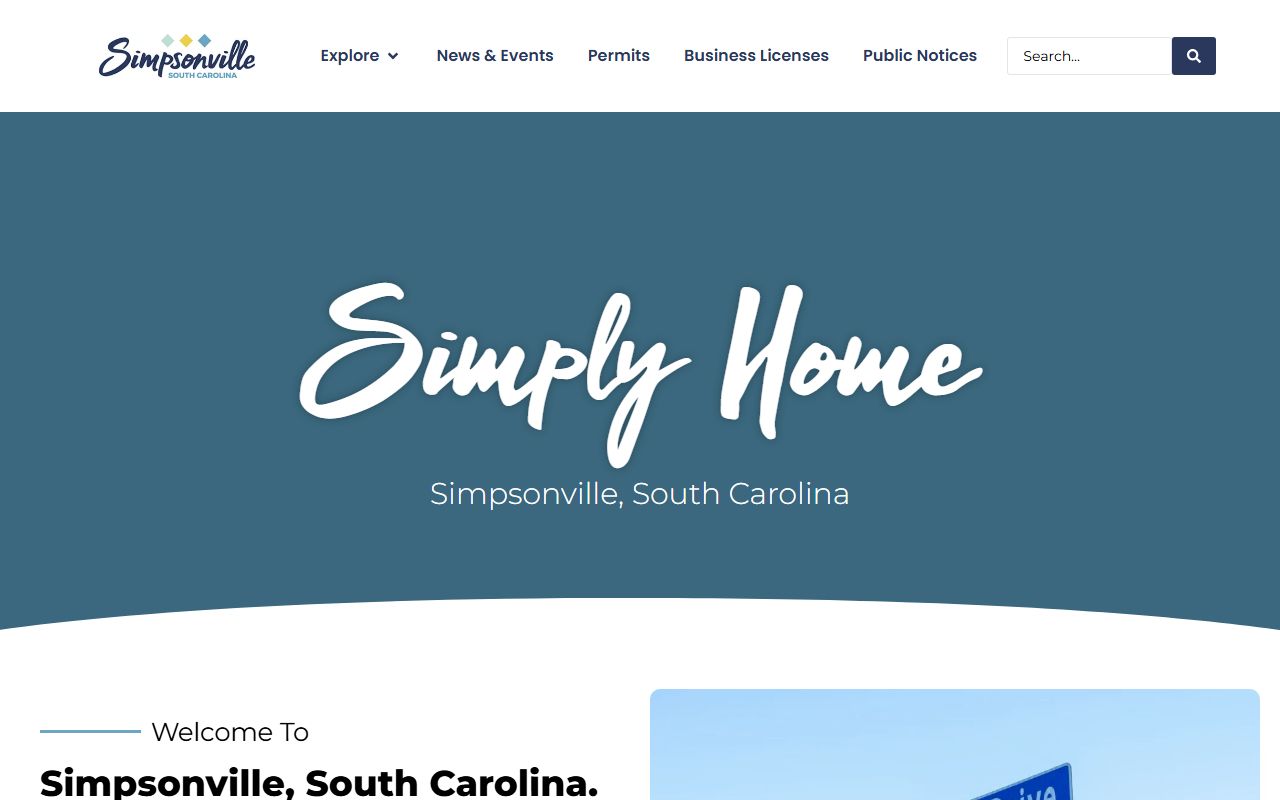 City of Simpsonville South Carolina website for property records and local government services