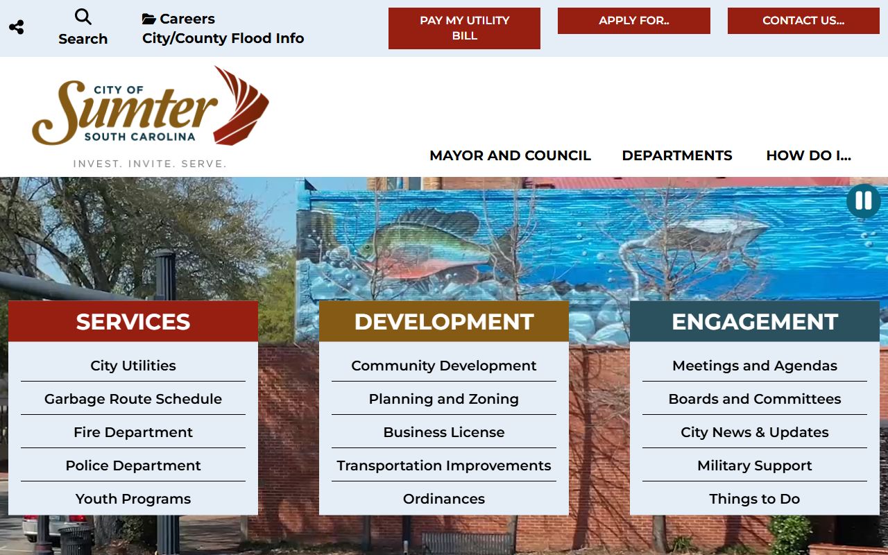 City of Sumter official website for property permits and city services