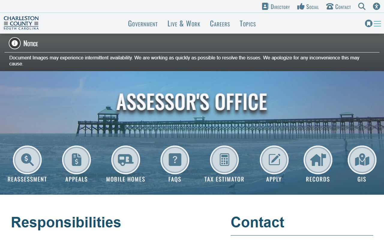 Charleston County Assessor property records page