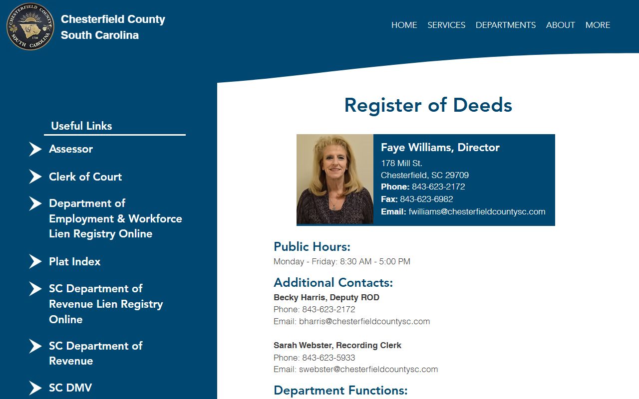 Chesterfield County Register of Deeds property records page