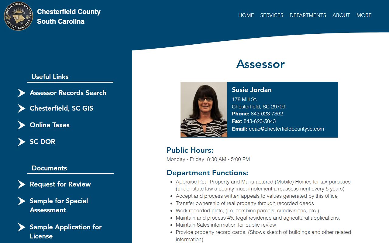 Chesterfield County Assessor property records page