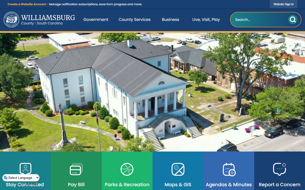 Williamsburg County Clerk of Court website for property records in Kingstree, SC